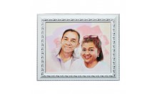 ภาพสีน้ำมัน-กรอบรูปไม้พลาสติกสีขาว ภาพวาดครอบครัว